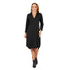 Luna Elegante Zwarte Jurk met Kraag en Lange Mouwen