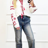 Witte Boho Blouse met Rood Borduurwerk"