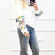 "Witte Boho Blouse met Bloemen"