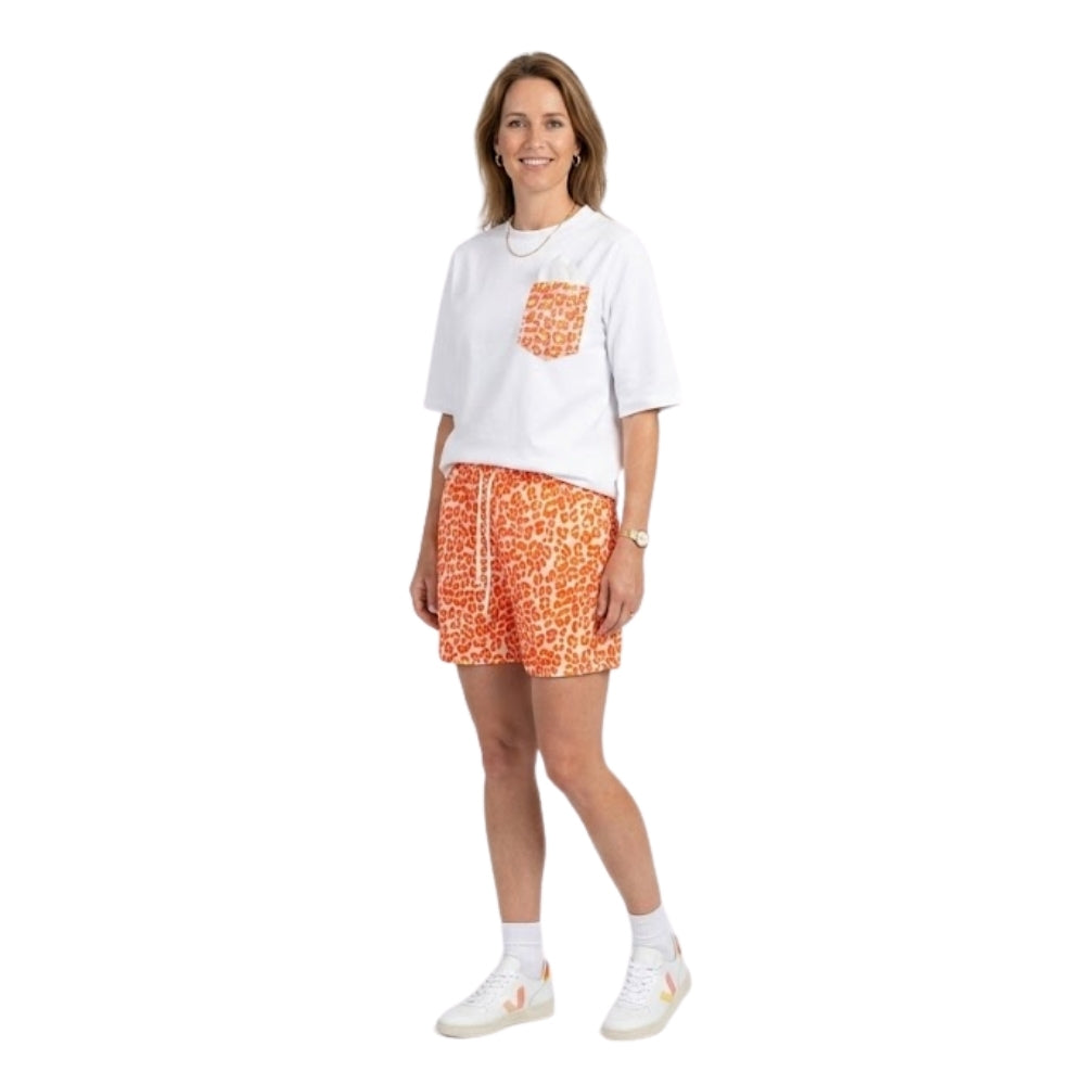 Kyra luipaard co-ord set in oranje voor dames - animal print