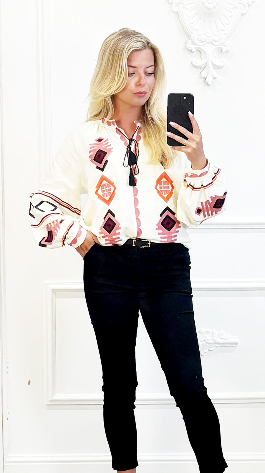 boho blouse met borduusels