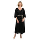 Geplooide Zwarte Jurk – Elegante Pleated Dress met V-Hals en Korte Mouwen