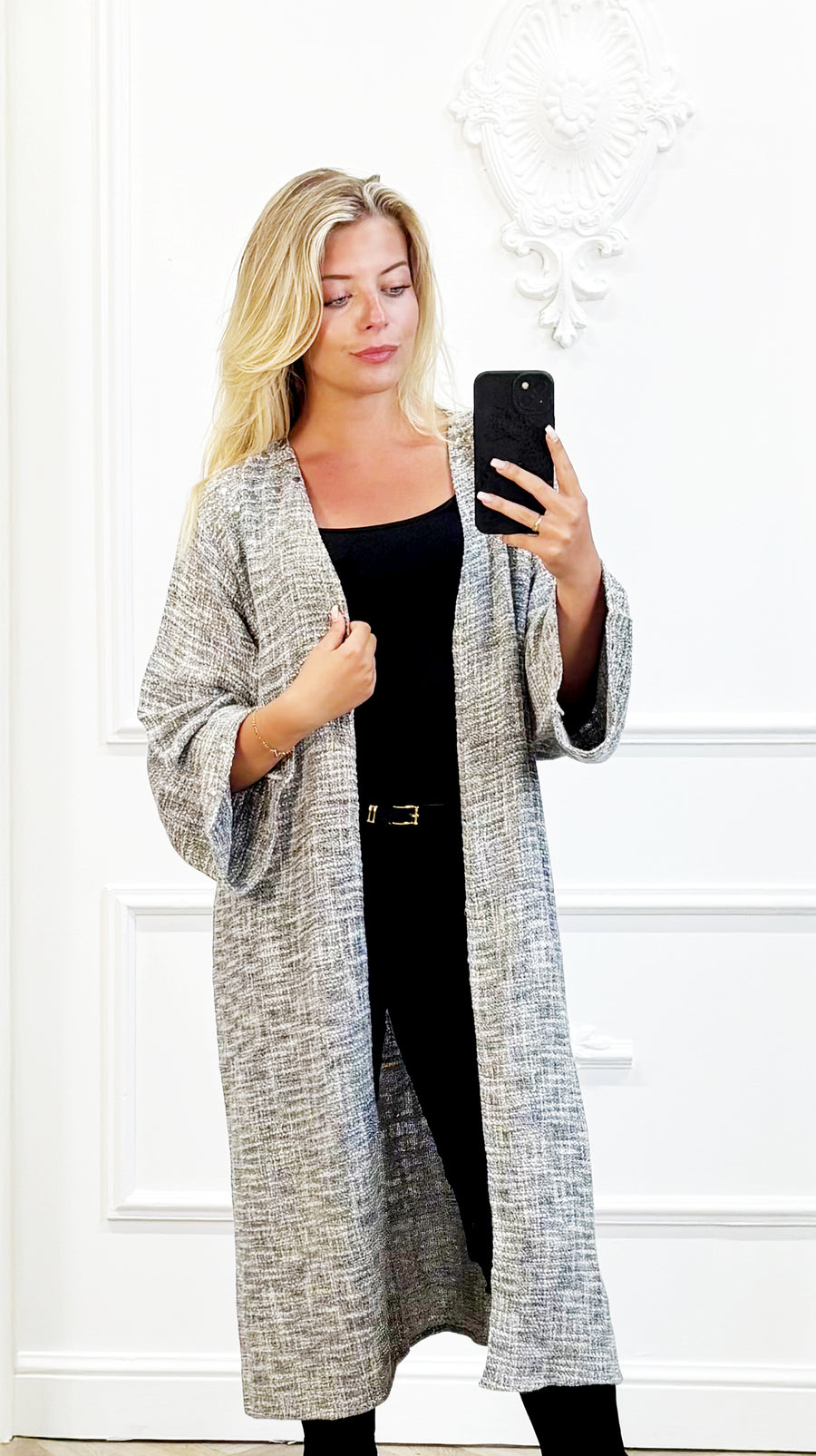 Lange jute kimono vest dames