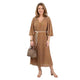 Geplooide Beige Jurk – Elegante Pleated Dress met V-Hals en Comfort Fit