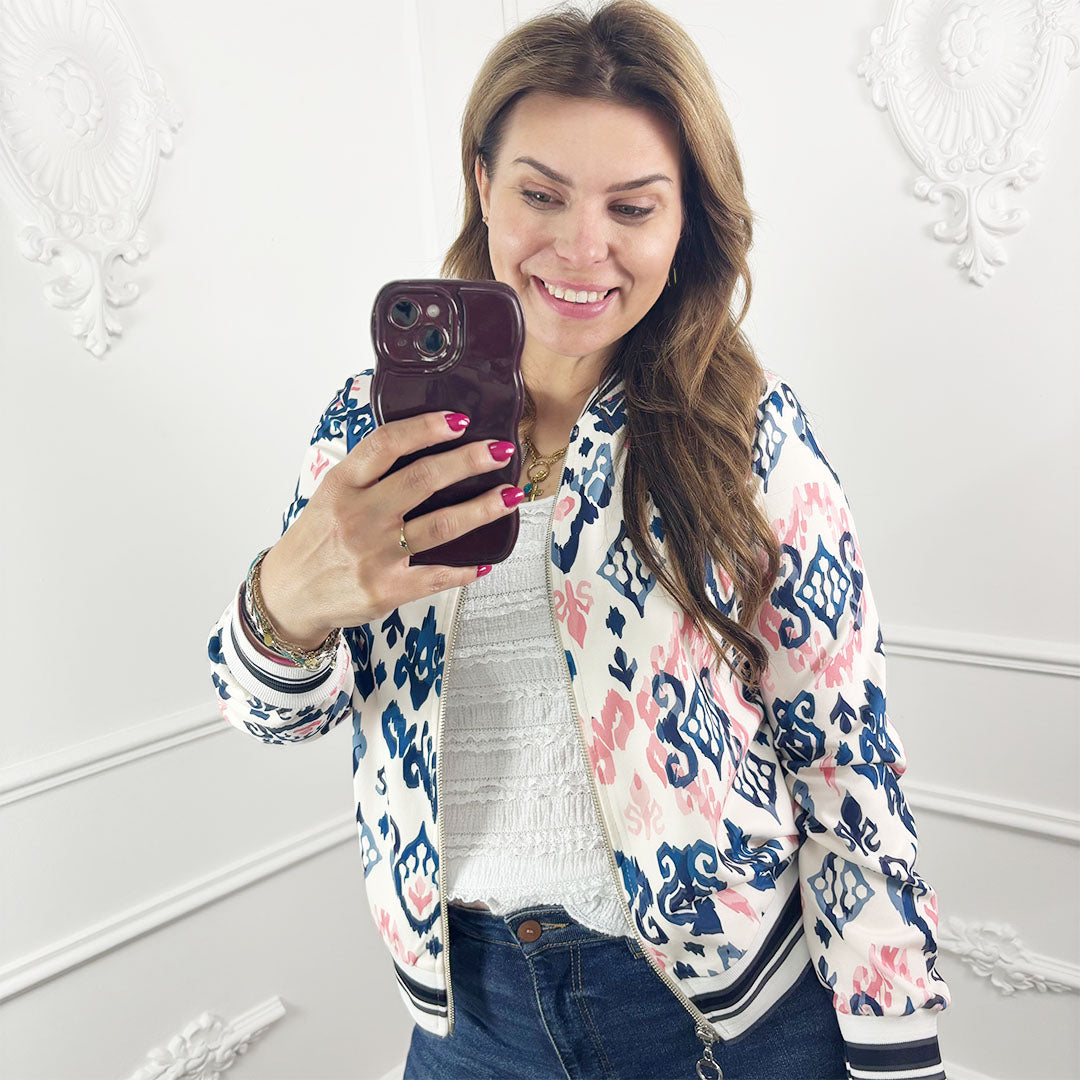Ikat Print Bomber