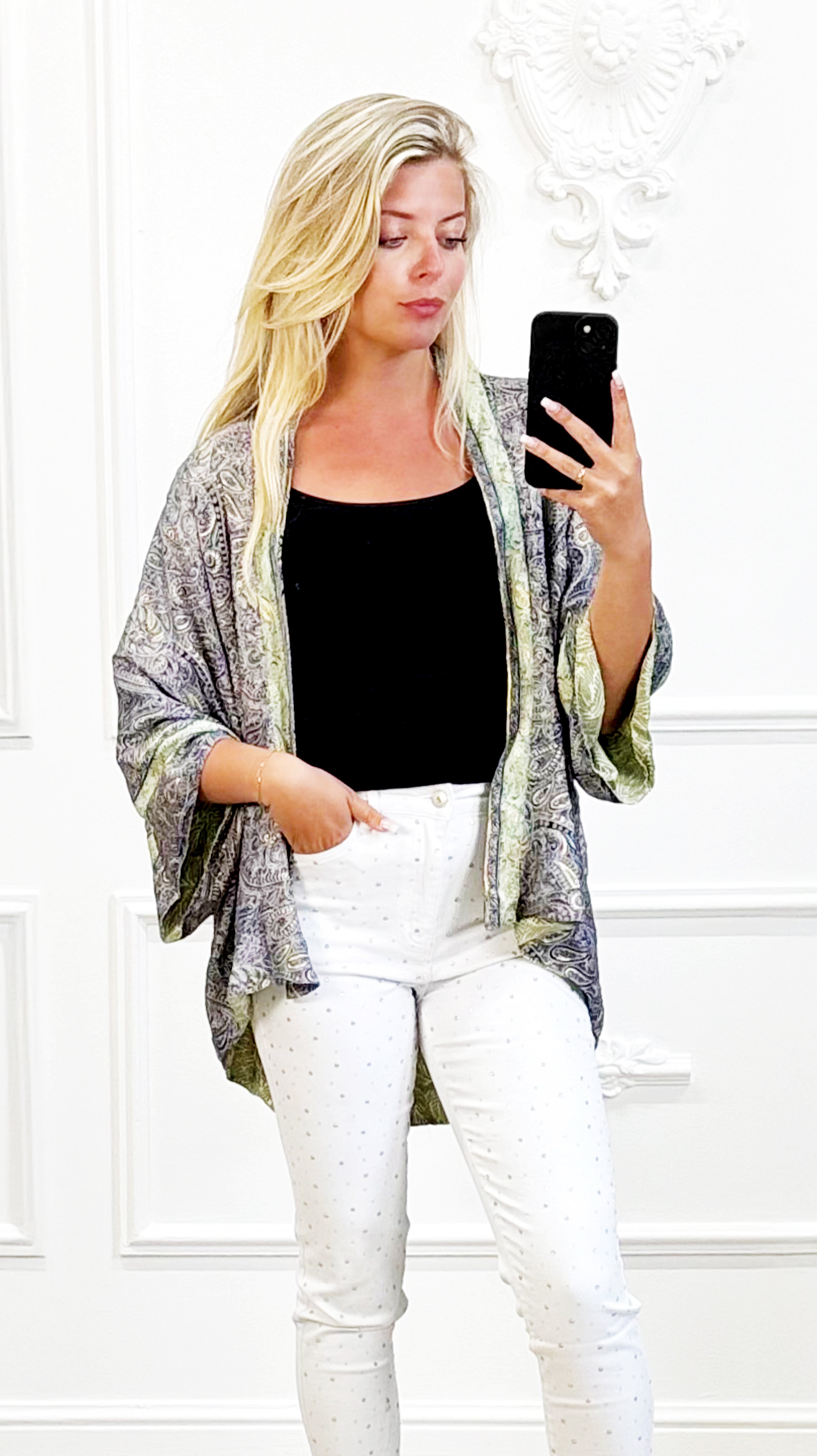 Reversible Zijde Kimono Groen