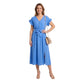 Liv Midi Jurk met Ruches en Knopen Korenblauw