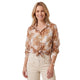 Veerle Doorknoop Blouse met Bloemenprint BruinBeige