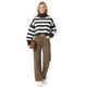 Black White Cropped Stripe Sweater - Oversized Gebreide Trui Dames