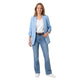 Blazer met Opgehaalde Mouwen en Stikseldetail - Hemelblauw