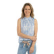 Bloesem Mouwloze Top met Col - Hemelblauw