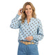 Blouse met V-hals en Polka Dot Print - Lichtblauw-Bruin