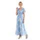 Bohemian Geborduurde Maxi Jurk Blauw Wit