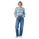 Gebreide Katoenen Top Babyblauw Met Streepdessin