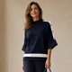 Oversized Trui met Sierknopen - Marineblauw