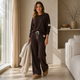 Urban Sweater Set met Wijde Broek - Donkerbruin