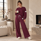 Urban Sweater Set met Wijde Broek - Bordeaux