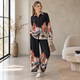 Venetië Print Co-ord Set met Wijde Broek - Zwart