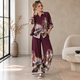 Venetië Print Co-ord Set met Wijde Broek - Bordeaux
