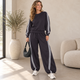 Sportieve Sweater Co-ord Set met Witte Streep - Zwart