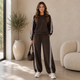 Sportieve Sweater Co-ord Set met Witte Streep - Donkerbruin