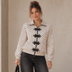 Bomber Jacket met Stippen en Sierkoorden - Wijnrood
