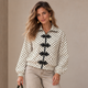 Bomber Jacket met Stippen en Sierkoorden - Donkerbruin