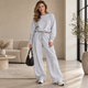 Katoenen Cropped Cargo Set - Grijs