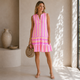 Katoenen Tiered Jurk met Neon Tribal Print - Lila-Roze