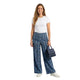 Denim Print Wide Leg Pantalon - Marineblauw