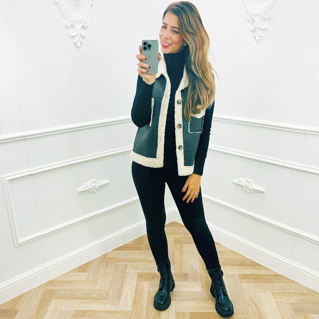 Faux Nubuck Gilet Bruin