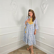 Bohemian Jurk Wit-Blauw