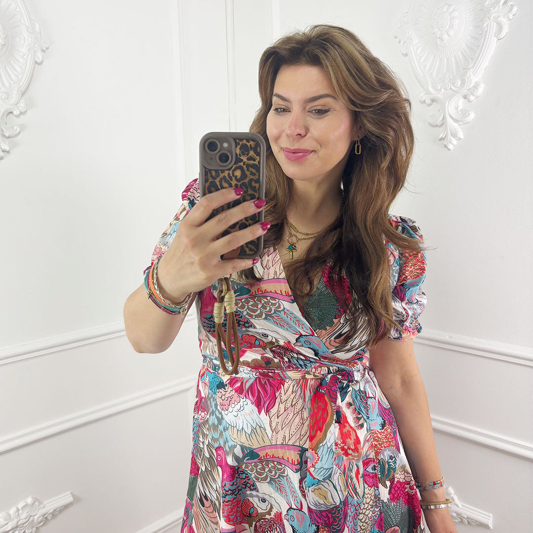Wrap Jurk Multicolor Print