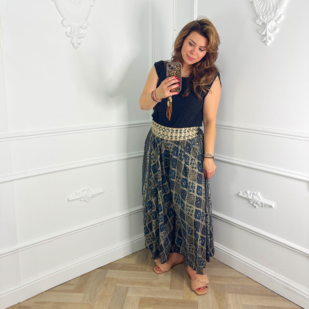 Wijd Broek Goud Print