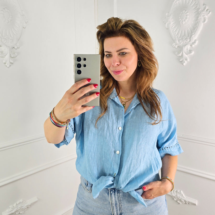 Linnen Blouse Lichtblauw