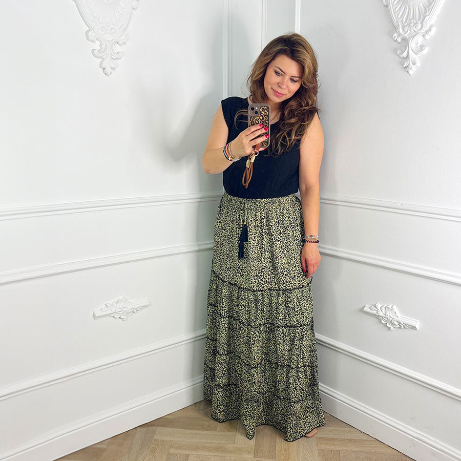 Maxi Rok Zwart Print