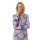Geknoopte Blouse met Abstracte Print en Veren - Paars
