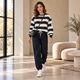 Gestreepte Set met Joggingbroek - Marineblauw