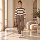 Gestreepte Set met Joggingbroek - Taupe