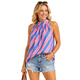 Nina Stripe Halter Top Blauw-Roze