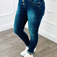 Jeans Button Donker Blauw