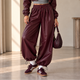 Jogger Broek van Imitatieleer - Bordeaux