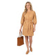 Katoenen Mini-jurk met Kanten Mouwdetails en Tailleband - Camel