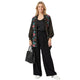 Lurex Georgette Kimono met Bloemenborduursel en Goudaccenten - Zwart