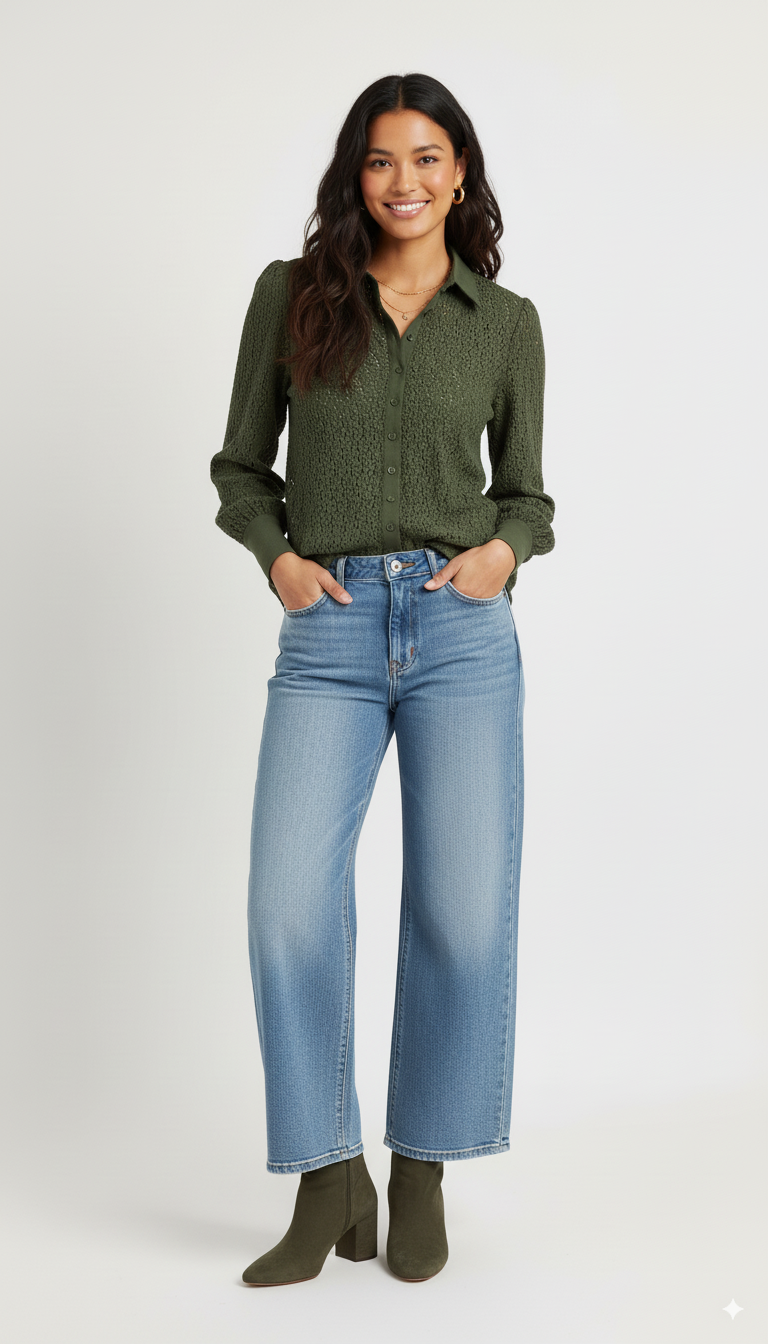 “Model draagt een Mi Piace olijfgroene damesblouse met lange mouwen en klassieke kraag.”

“Elegante groene Mi Piace blouse met knoopsluiting en subtiele structuur.”

“Stijlvolle Mi Piace blouse in olijfgroen – ideaal voor casual en zakelijke outfits.”

“Chique Mi Piace damesblouse met lange mouwen en tijdloze olijfgroene kleur.”

“Fashion item van Mi Piace: olijfgroene blouse met klassieke kraag en knoopsluiting.”