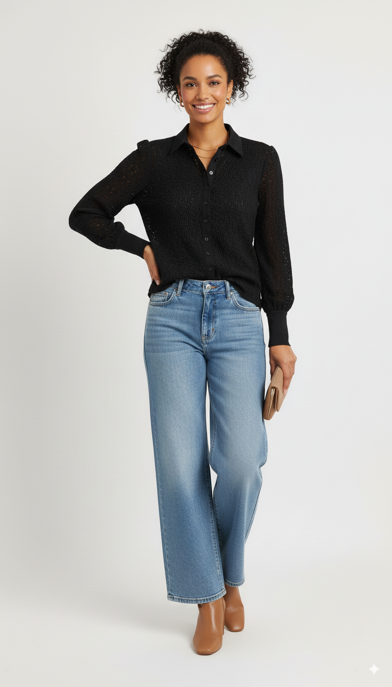 “Model draagt een Mi Piace zwarte damesblouse met lange mouwen en klassieke kraag.”

“Elegante zwarte Mi Piace blouse met knoopsluiting en subtiele structuur.”

“Stijlvolle zwarte Mi Piace damesblouse, ideaal voor casual en zakelijke outfits.”

“Tijdloos fashion item van Mi Piace: zwarte blouse met lange mouwen en kraag.”

“Chique Mi Piace blouse in zwart, elegant en veelzijdig te combineren.”