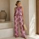 Palmboom Print Co-ord Set met Halter Top - Roze