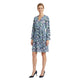 Roos Overslagjurk met Abstracte Print & Ruffles Blauw