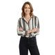 Satijnlook Blouse met Verticale Strepen - Wit Met Zwart