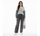 Gestreepte Trui met Contrasterende Denimlook Mouwen